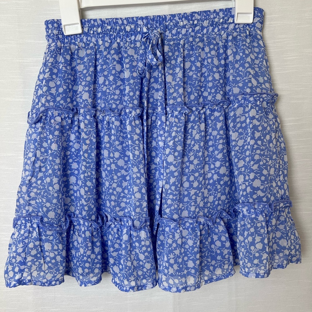Sienna Sky Floral Blue Ruffle Skirt